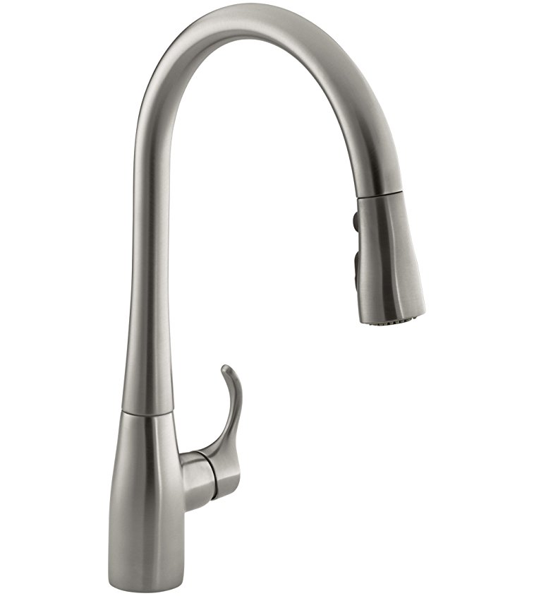 KOHLER K-596-VS Simplice Single-hole Pull-down Kitchen Faucet, Vibrant Stainless