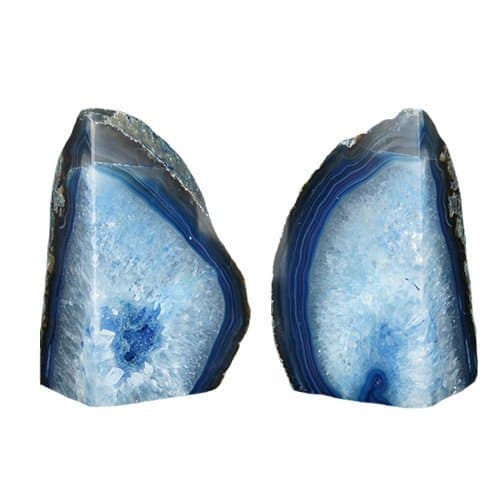 Gem Blue Agate Bookends