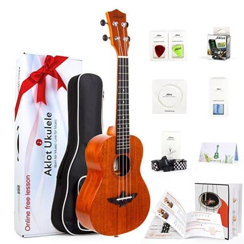 AKLOT Ukulele Solid Mahogany 23 Inch Concert Ukulele