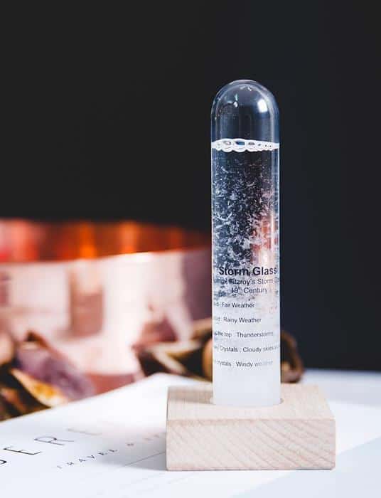 Storm Glass Tube With Beechwood Base