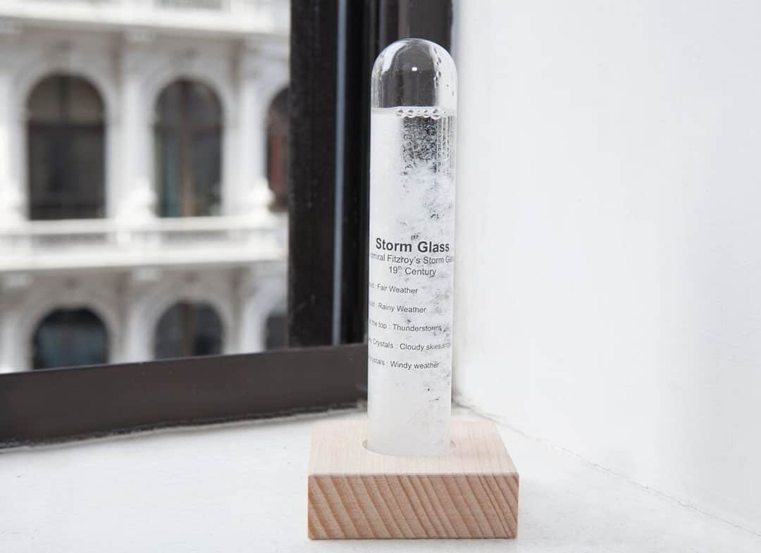 Storm Glass Tube With Beechwood Base