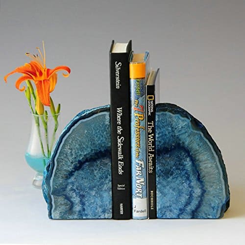 Gem Blue Agate Bookends