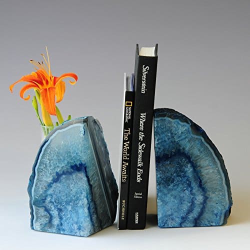 Gem Blue Agate Bookends