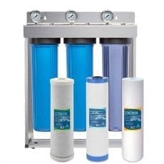 Express Water Whole House Water Filter System GAC Carbon Sediment 3 Stage Filtration 4.5″ x 20″ Inch