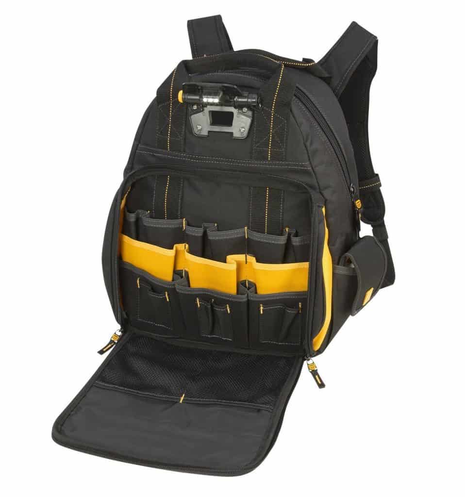 DEWALT DGL523 Lighted Tool Backpack Bag, 57Pockets