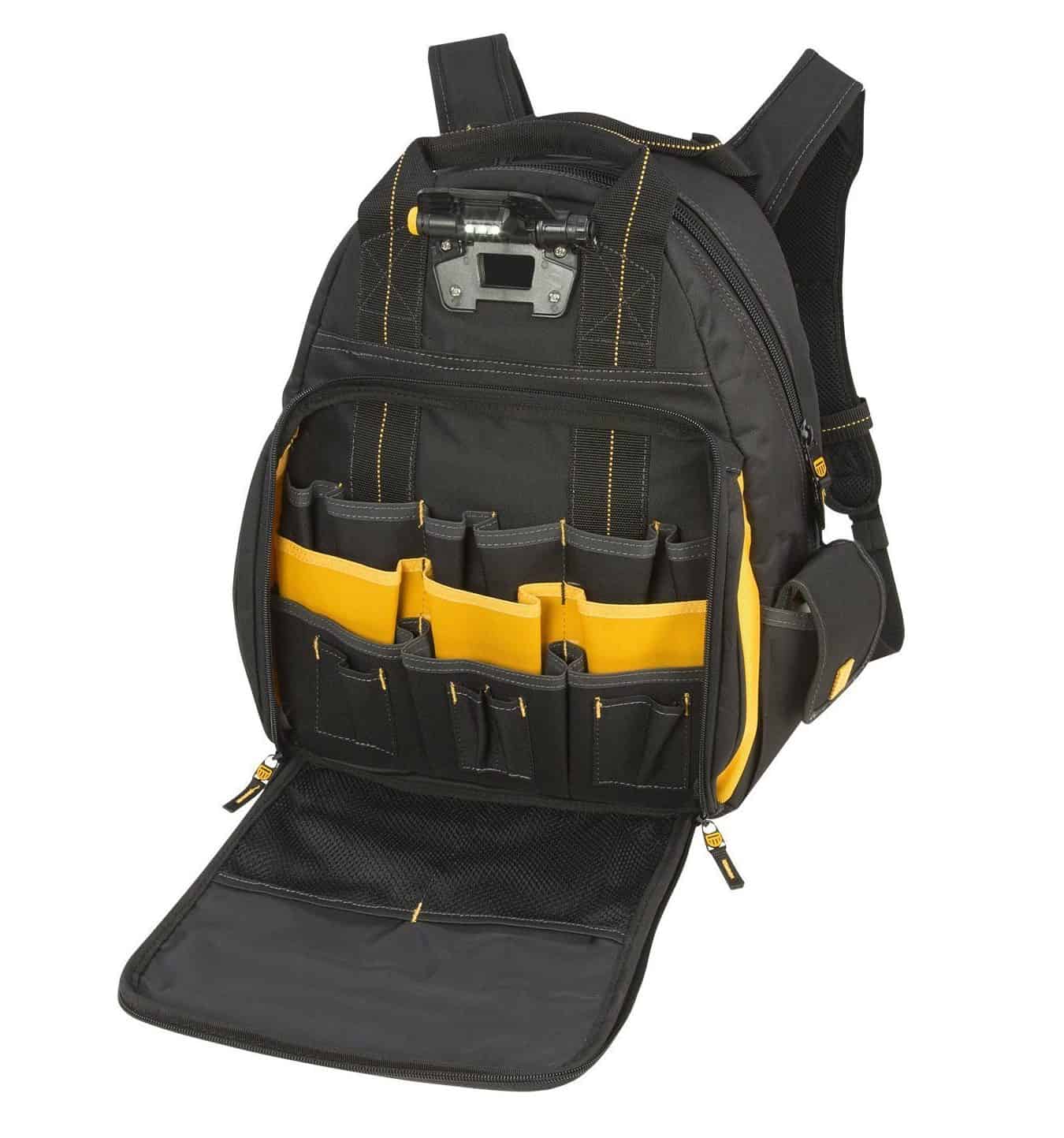 DEWALT DGL523 Lighted Tool Backpack Bag, 57Pockets