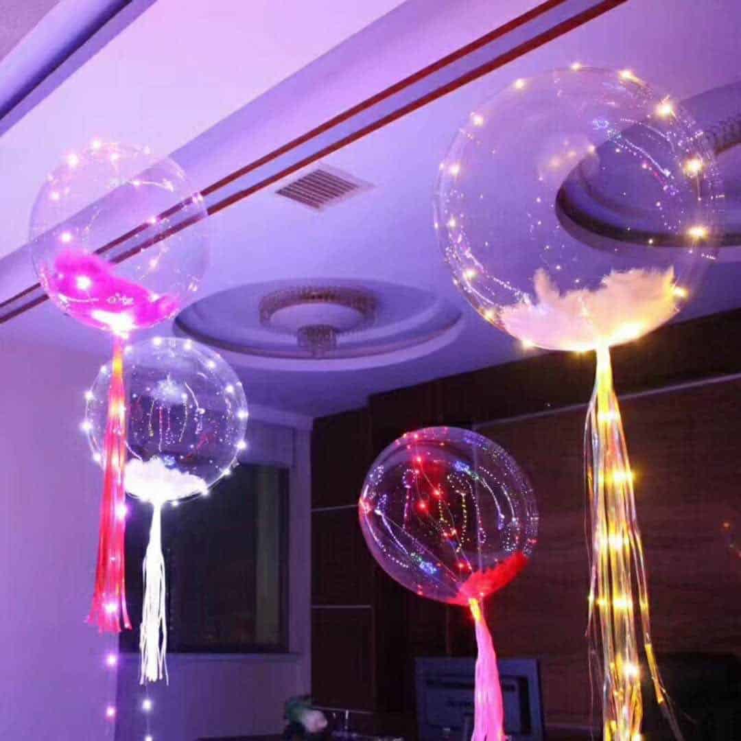 5 Fillable Transparent LED Balloons