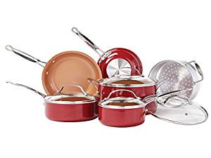 BulbHead RedCopper 10-Piece Copper-Infused Ceramic Non-Stick Cookware Set