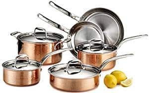 Lagostina Martellata Hammered Stainless Steel Copper Cookware Set