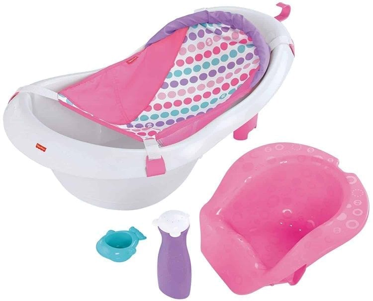 Fisher-Price 4-In-1 Sling ‘n Seat Tub, White/Pink/Blue