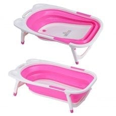 Costzon Baby Folding Bathtub, Infant Collapsible Portable Shower Basin (Pink)