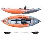 Driftsun Rover 120 Inflatable Whitewater Kayak with High-Pressure Floor, EVA Padded Seat, Action Cam Mount, Paddle, Pump