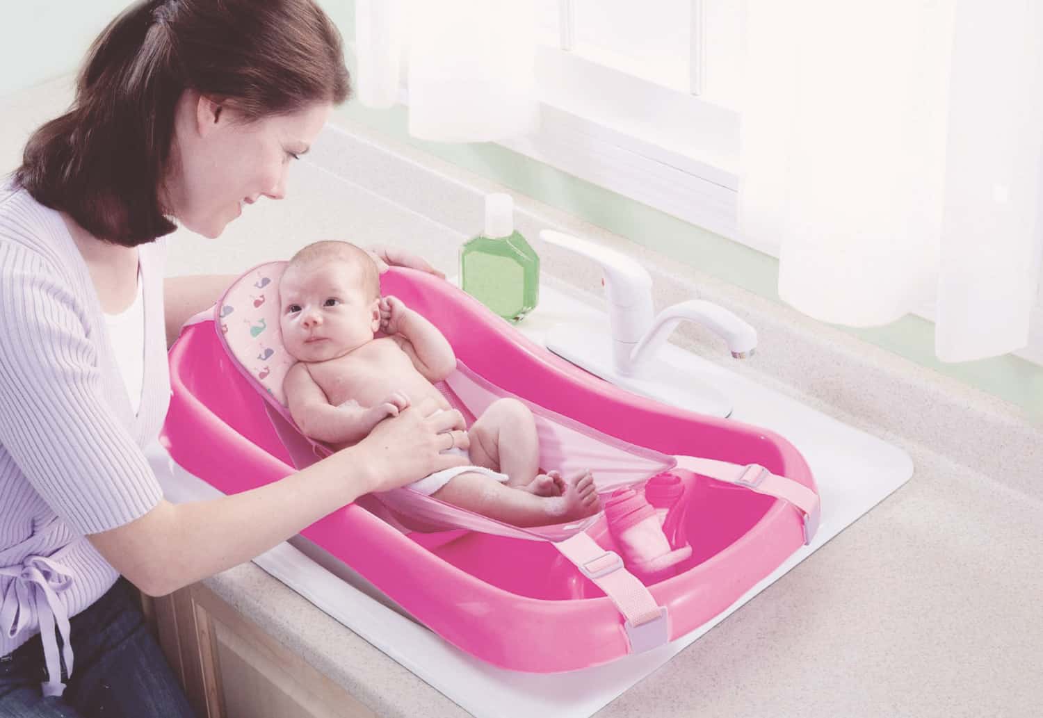 baby bath tub in kitchen sink