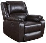 Divano Roma Furniture Plush Bonded Leather Power Electric Recliner